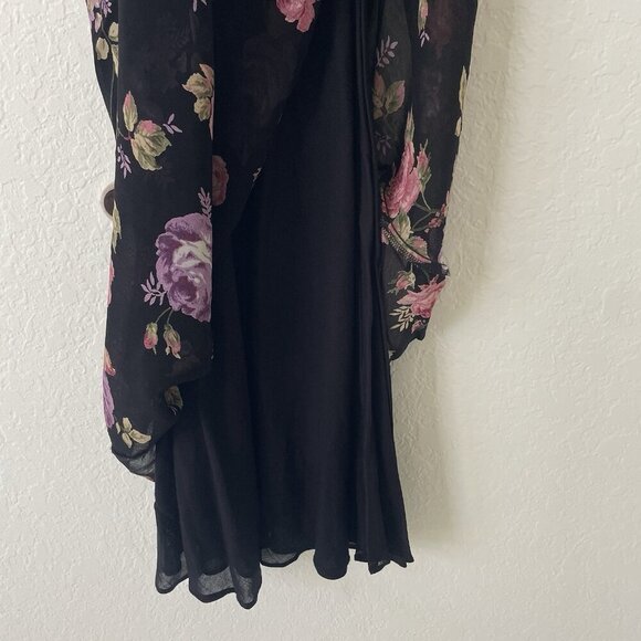 VTG Lola P Womens Y2K 90s Black Floral Maxi Slip Dress Size S Fairy Whimsigoth - Picture 4 of 14